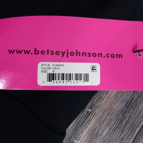 Betsey Johnson Dress Womens 6 Navy Sleeveless Ruffle Hem Sheath Cocktail FL04K79 - Picture 2 of 10